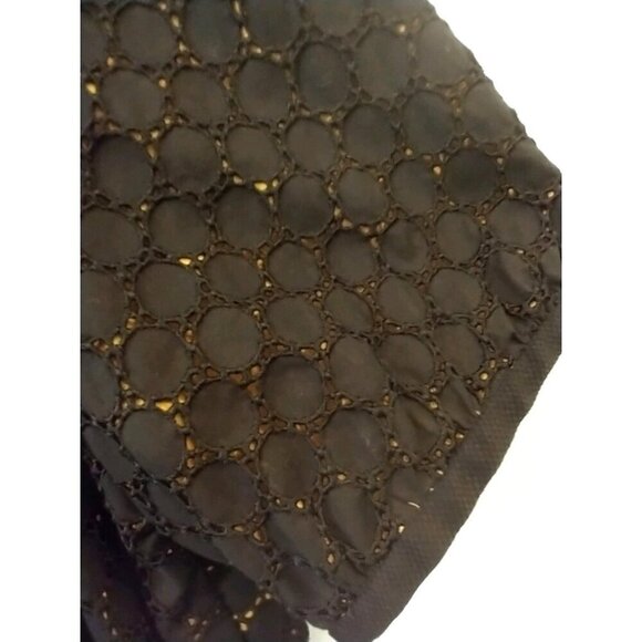 NICOLE MILLER Cropped Jacket Black Eyelet Gold Satin Lined Puff Sleeves - 14 - Picture 3 of 9